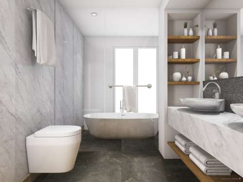 TFD Marble Antraciet Vinyl Raumbild Bad